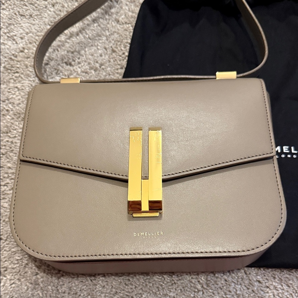 DeMellier Taupe Leather Crossbody with Gold Hardware - Picture 2 of 6